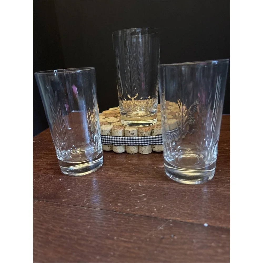 Glastonbury Lotus Pinetree 10oz‎ Flat Bottom Set Of 3 Tumblers